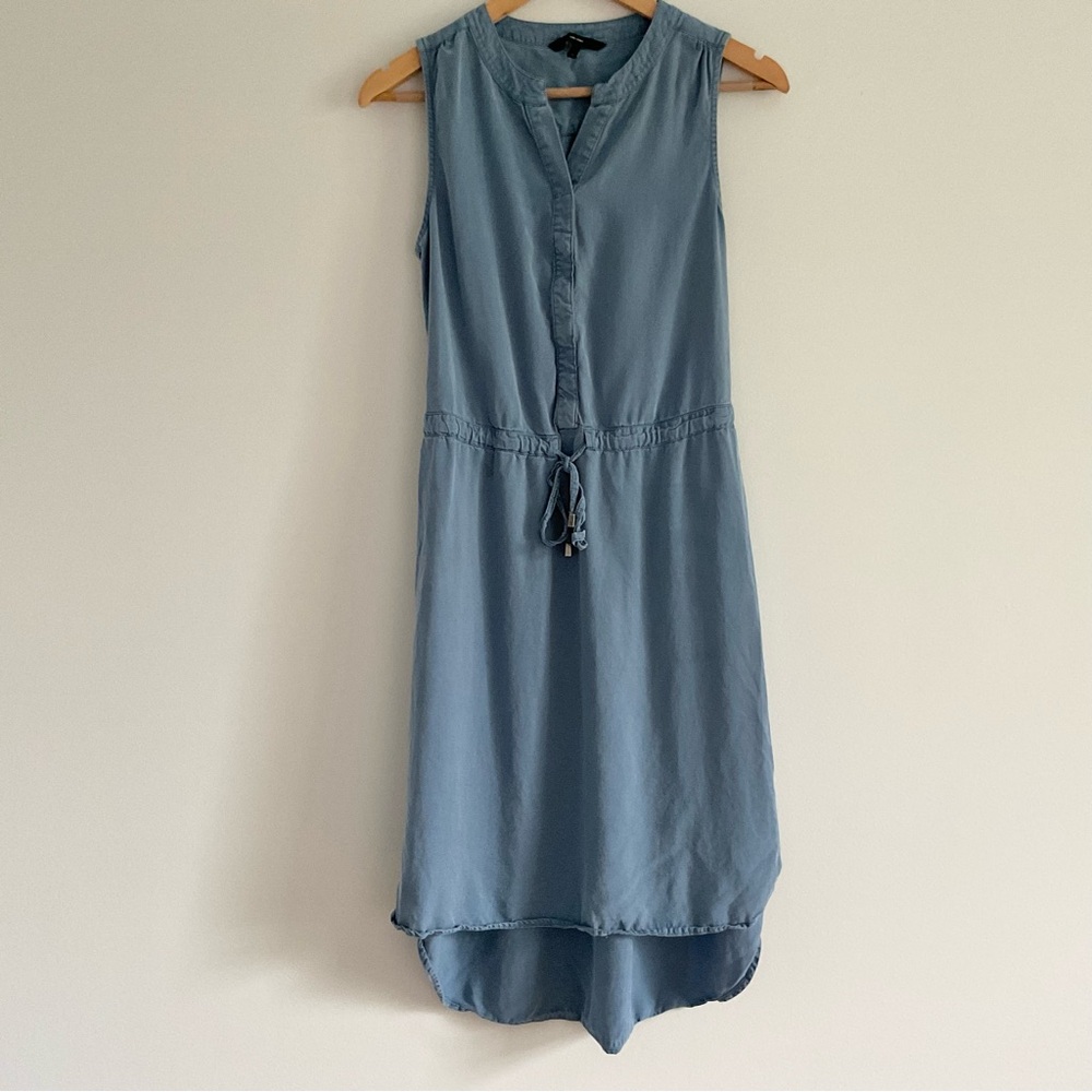 Vero Moda Blue Fit & Flare Sleeveless Tie Waist Midi Dress Office Career M - Picture 3 of 10